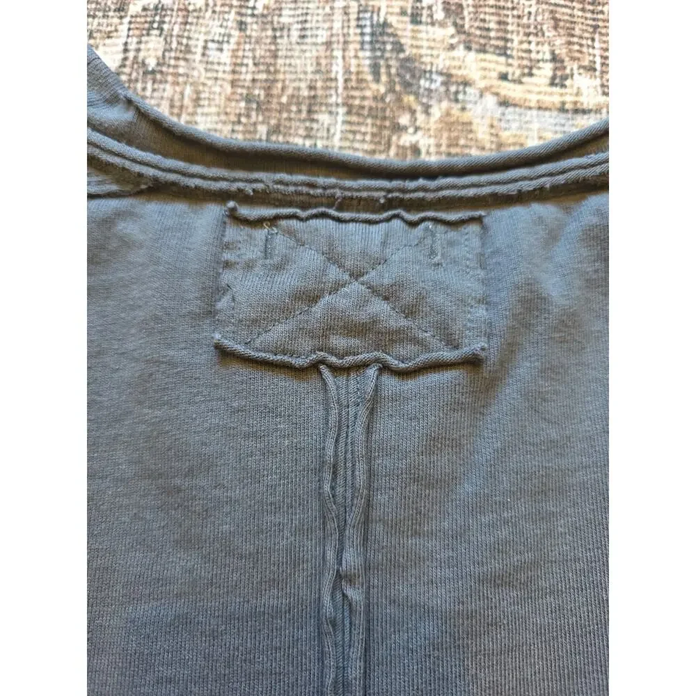 Free People We The Free Blossom Tee Gray Puff Sleeve Boxy Oversized Top S Boho